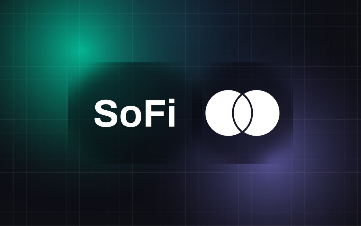 Abstract EMRGNG cover image for a story about SoFi, Mastercard